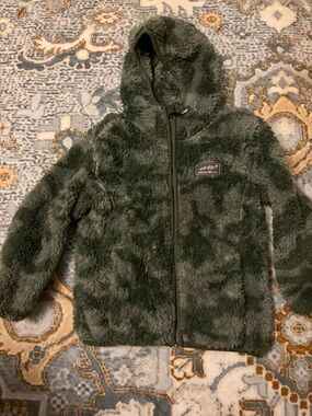 Eddie Bauer Olive Green Plush Kids Jacket - Sherpa Fleece